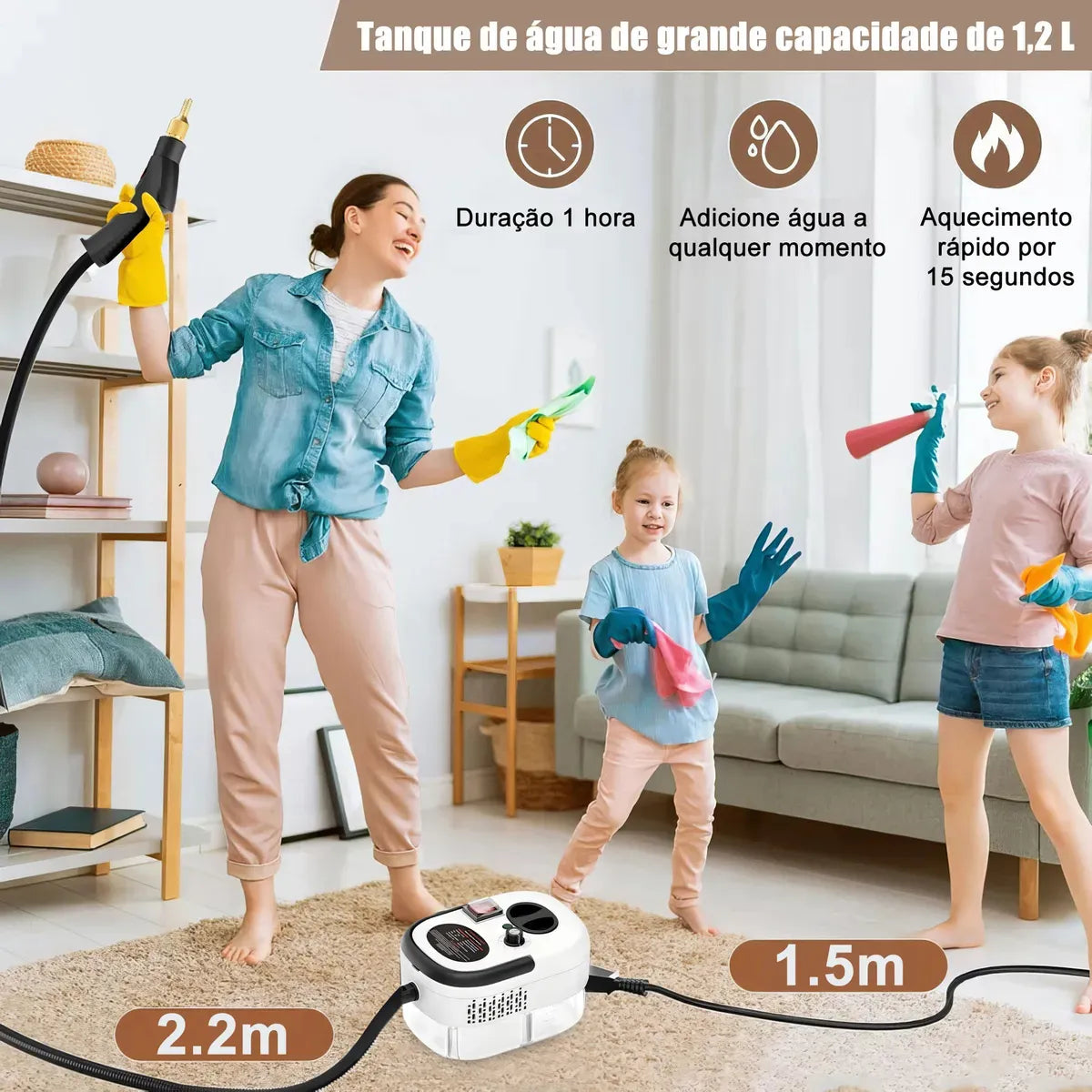 Limpiador a Vapor a Presión 2500W Portátil