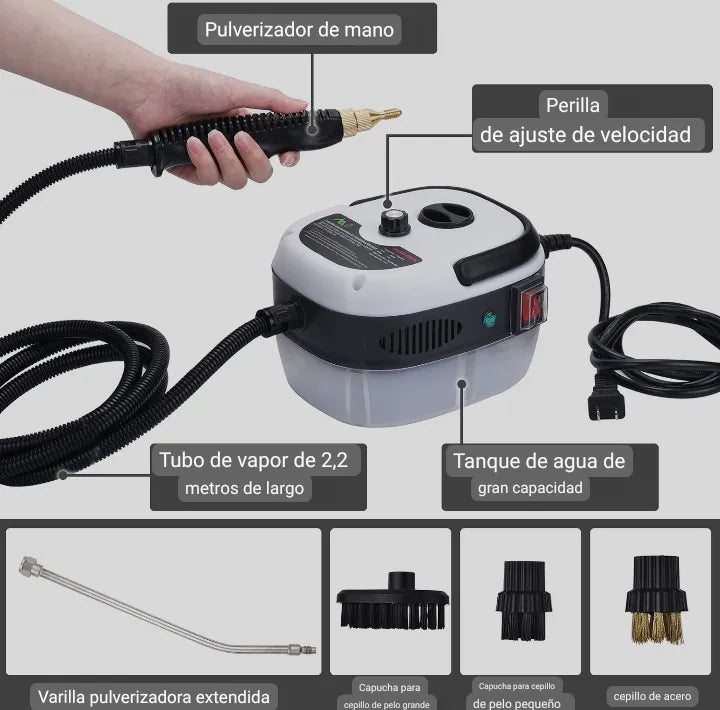 Limpiador a Vapor a Presión 2500W Portátil