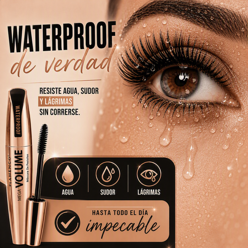 2 Máscaras de Pestañas Waterproof Mega Volumen — Efecto Dramático Todo el Día